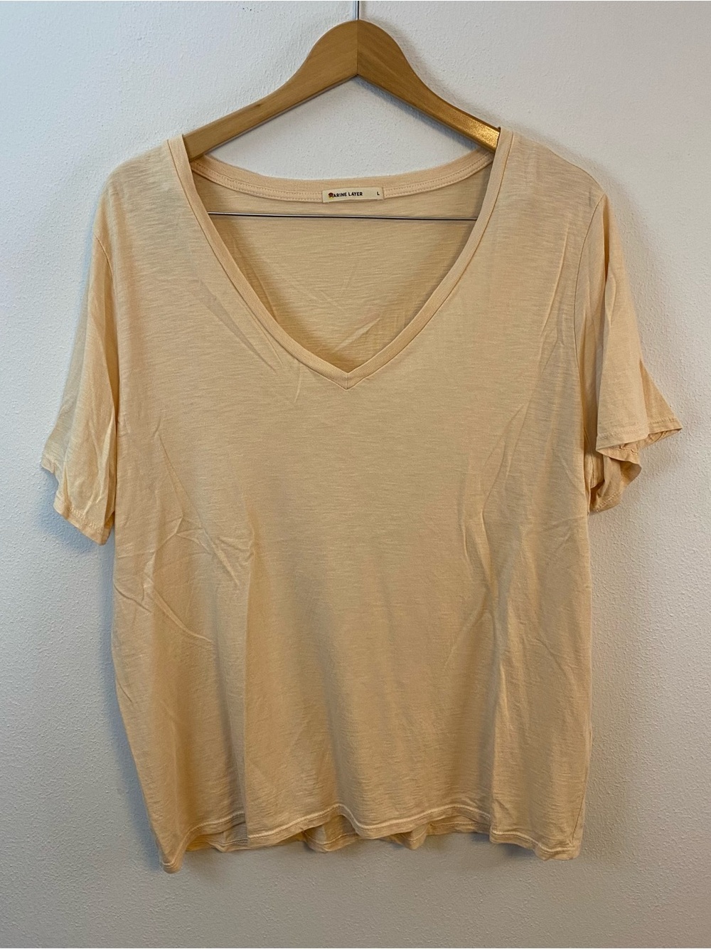 Marine Layer Orange V-Neck Tshirt Cotton Blend Womens Large